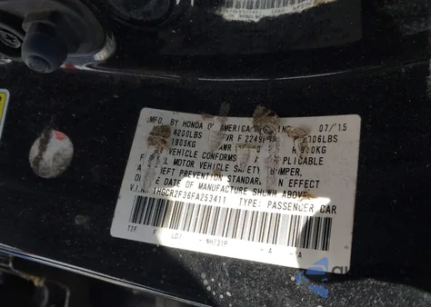 2015 Honda Accord Lx из США, поврежденный, VIN 1HGCR2F36FA253411